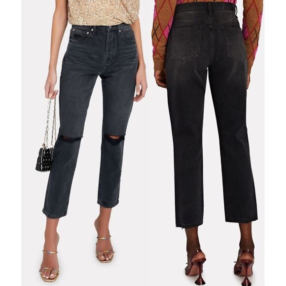 PISTOLA Keaton Distressed Straight Leg Busted Knee Jeans Black P6430FBK-TAU  24 - Picture 1 of 16